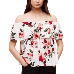 Wilfred Promener Blouse Floral Off The Shoulder Top Size Small Ruffle